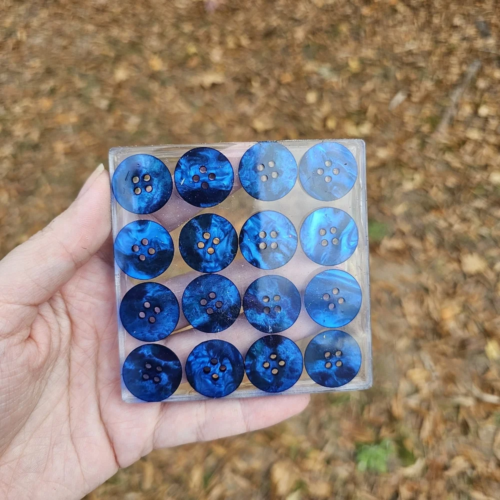 Handmade Upcycled Blue Button Beautiful Beacons Resin Coaster